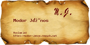 Modor János névjegykártya